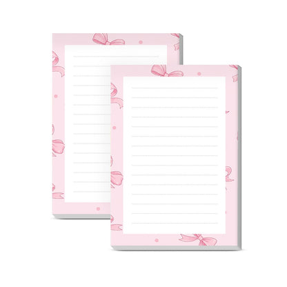 Sticky Notes 4X6 Inches, 2 Pack Large Cute Self-Stick Pads, Bright Funny Memo Pads Easy to Stick for Home, Office Cute Pink Bowties