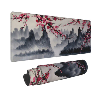 White Ukiyo-e Style Sports Car Large Gaming Mouse Pad Desktop Mat 31.5x11.8 Inch - Non-Slip Rubber Base - for Gamers - Perfect for Gamers & PC Enthusiasts