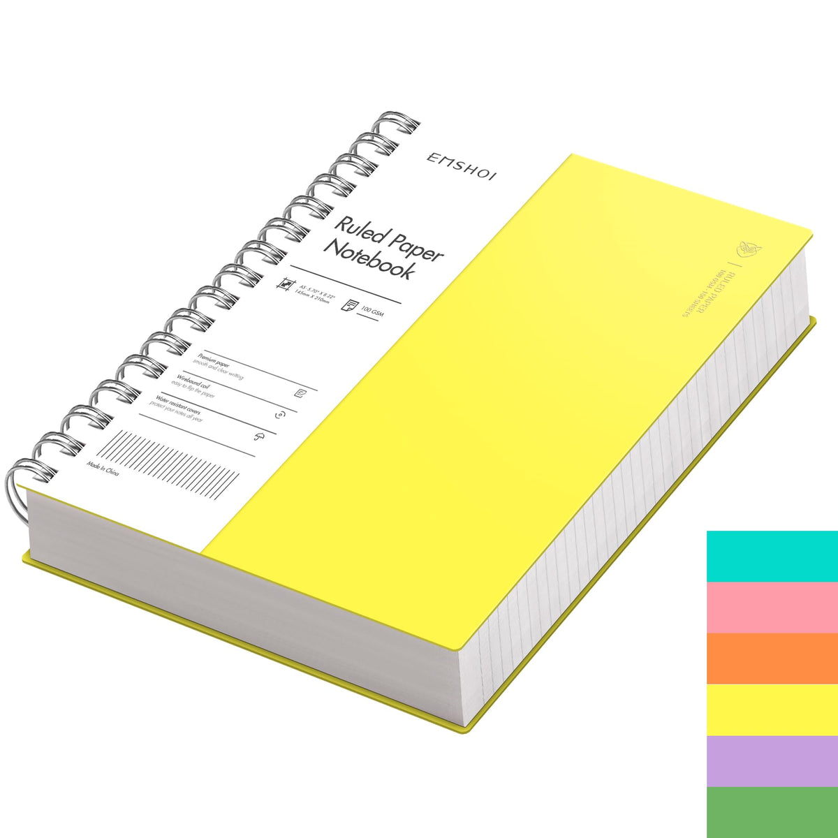 EMSHOI Lined Spiral Journal Notebook, 300 Pages, B5 Size (7.4'' x 10.1'')