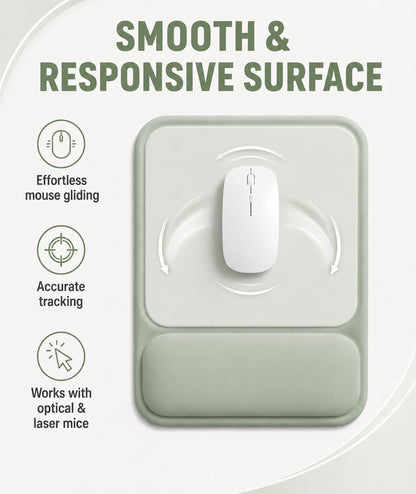 eulps Ergonomic Mouse Pad with Wrist Rest, Gel Mousepad with Soft Wrist Support, Non-Slip PU Base, Smooth Surface Mouse Pad for Wrist Pain Relief, Computer Laptop Office Home & Gaming (Sage Green)