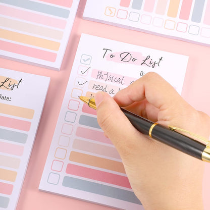 4 Pack to Do List Notepad, 4x6 Daily to Do List Sticky Notes