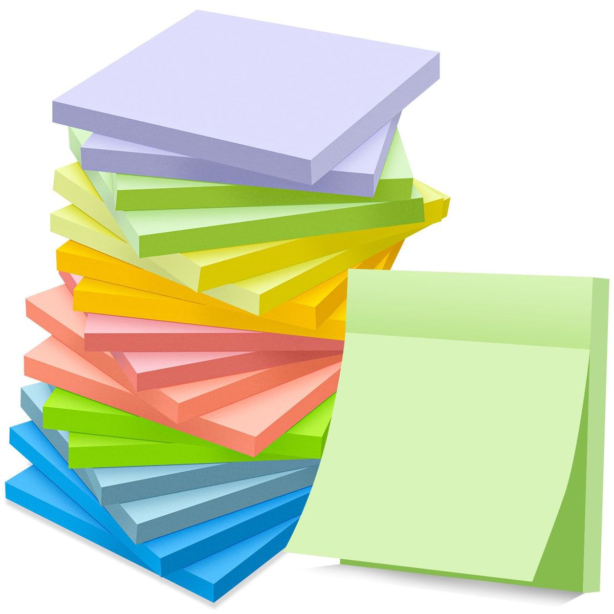 (18 Pads) Sticky Notes 3x3 inch, 9 Bright Colors Self-Stick Pads