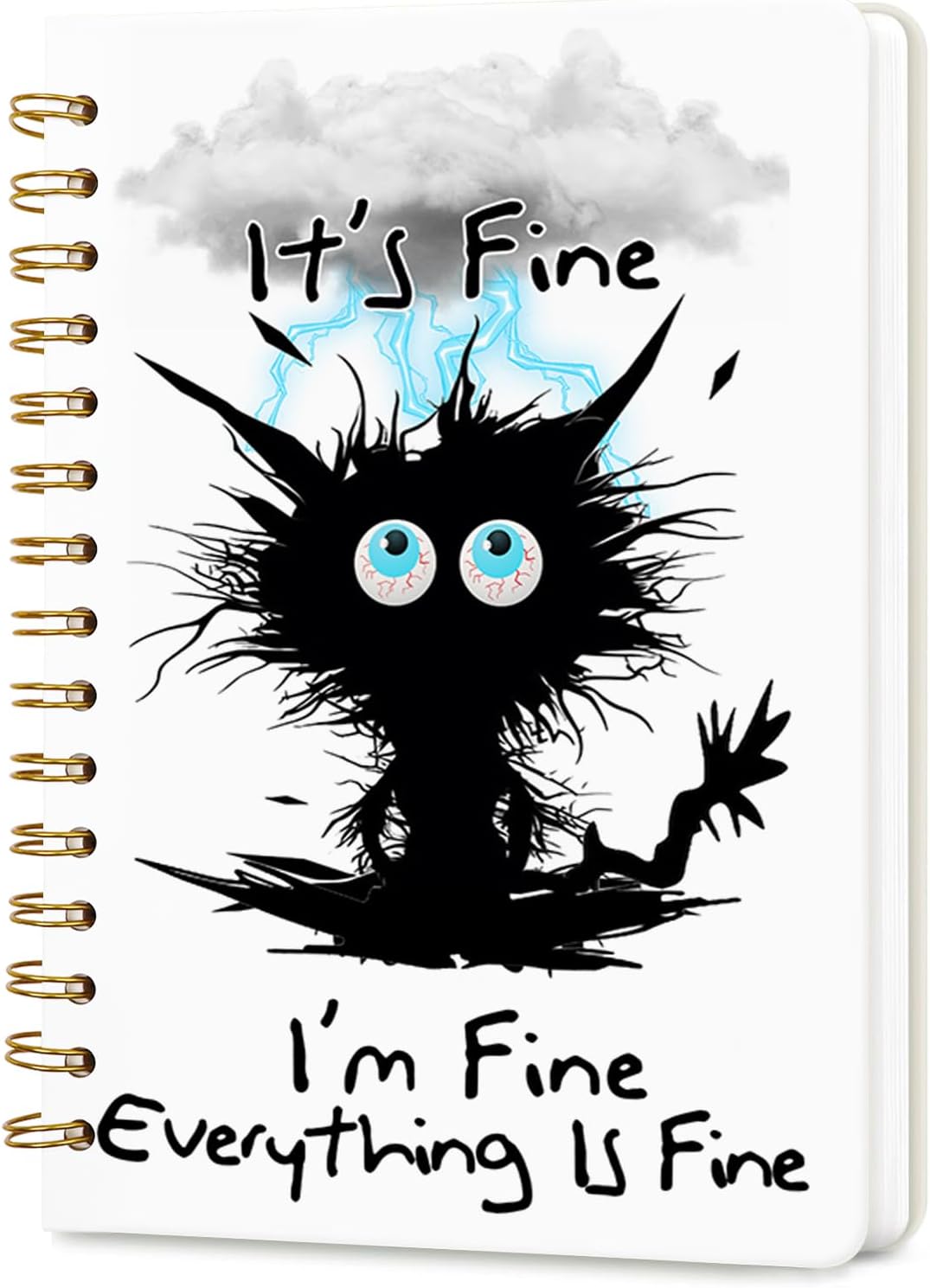 Lined Spiral Journal Notebook for Work A5, 160 Pages, Explosive Cat