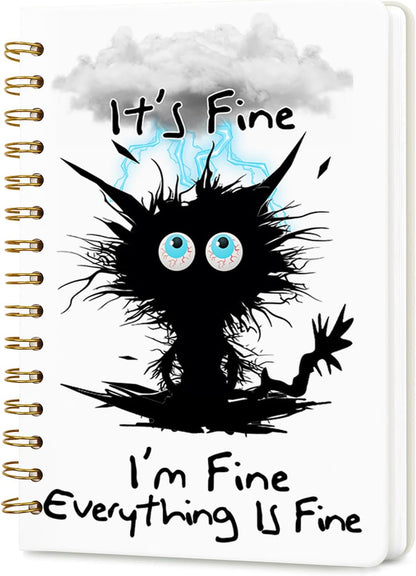 Lined Spiral Journal Notebook for Work A5, 160 Pages, Explosive Cat