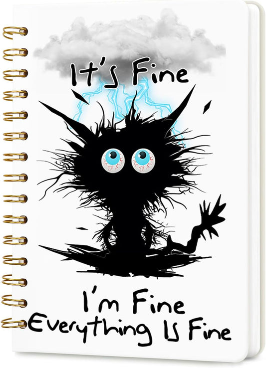 Lined Spiral Journal Notebook for Work A5, 160 Pages, Explosive Cat