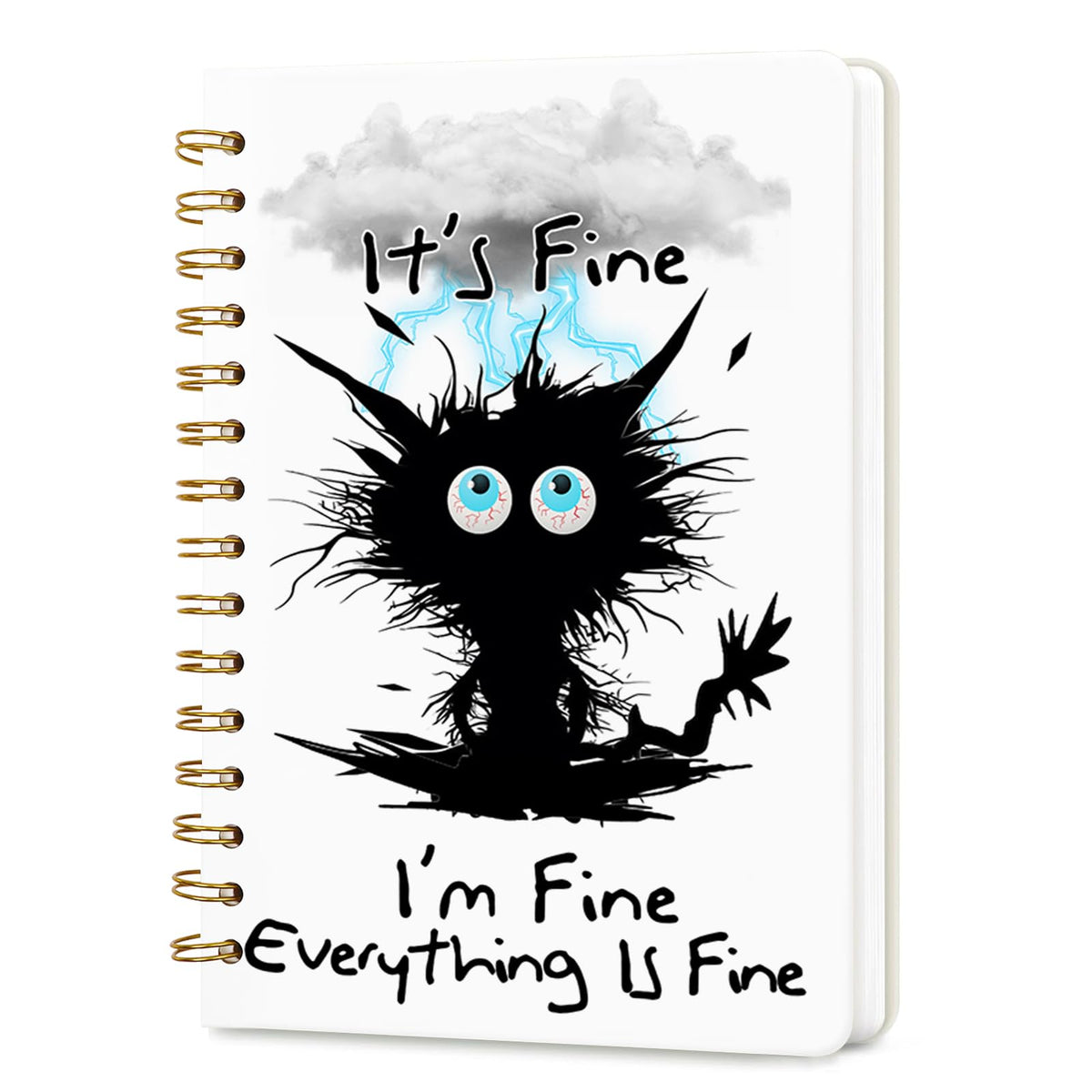 Lined Spiral Journal Notebook for Work A5, 160 Pages, Explosive Cat