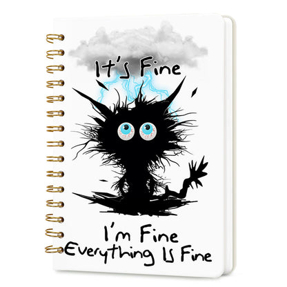 Lined Spiral Journal Notebook for Work A5, 160 Pages, Explosive Cat