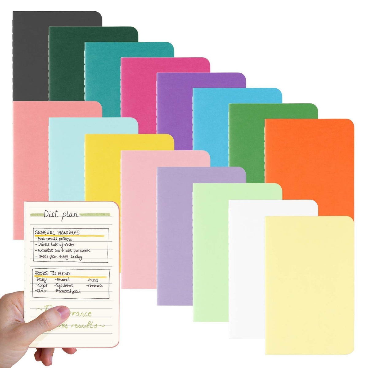 Oucaru 16PCS Mini Notebooks Bulk, Small Pocket Notebook, 3.5"x5.5" Blank