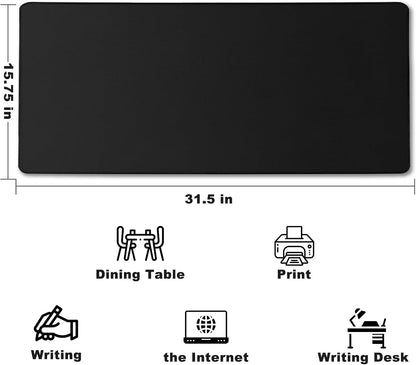 31.5" x 15.7" Waterproof Fabric Desk Pad Large Mouse Pad Office Game, Black