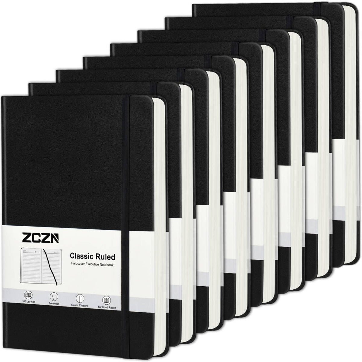 ZCZN 8 Pack Lined Journal Notebooks for Work, 5.5"x8.3", 192 Pages,8 Colors