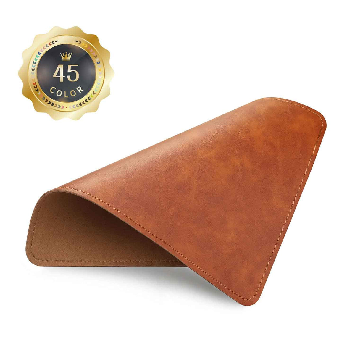 Mouse Pad，Round Mouse Pad，PU Mouse Pad，Leather Mouse Pad with Stitched Edge Micro-Fiber Base with Non-Slip Waterproof，Mouse Pad for Computers，Laptop，9 x 9 Inch (Caramel Brown)