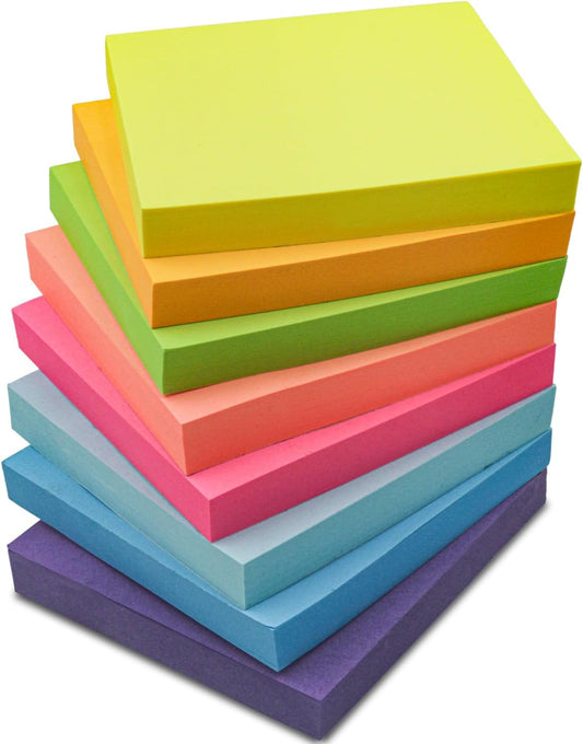 Sticky Notes 3x3, 8 Pack Sticky Pads 100 Sheet/Pad, Bulk Sticky Note Pads, Multicolor Self-Sticky Notes Pad - Teacher Classroom Must Haves, Back to School and Office Supplies Blank Desk Note Pads.