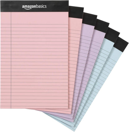 Amazon Basics Wide Ruled Lined Writing Pads, 8.5" x 11.75", Canary, 12-Pack of 50 Perforated Sheets, Sturdy Backing