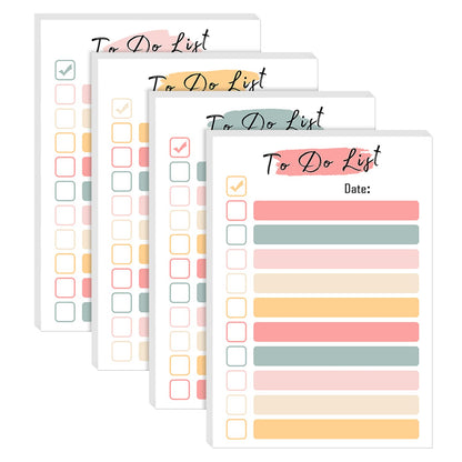 4 Pack to Do List Notepad, 4x6 Daily to Do List Sticky Notes