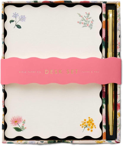 RIFLE PAPER CO. Hydrangea Note Writing Set, Pretty Desktop Stationery Box