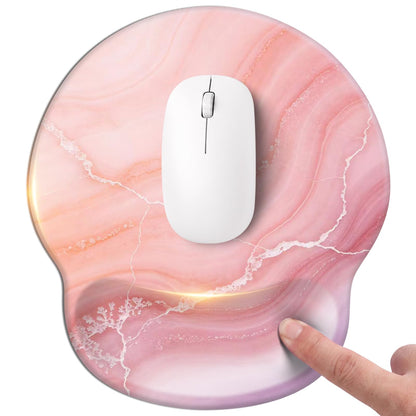 Pink Mouse pad with Wrist Rest,Relieving Pain Memory Foam Computer pad, Ergonomic Desktop Mouse, Silicone Material Mouse pad, with Non-Slip PU Base (Pink)