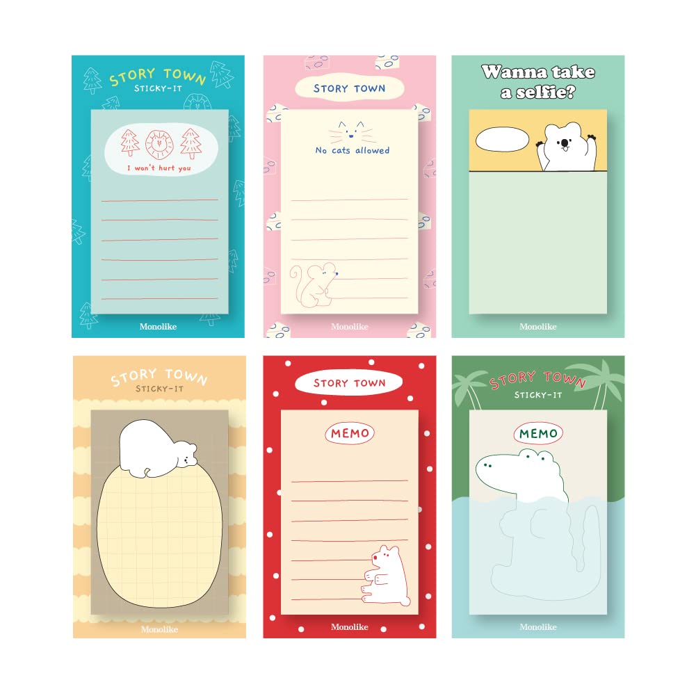 Monolike Gureum's Daily Life Sticky-it - 6p Set Self-Adhesive Memo Pad 50 Sheets