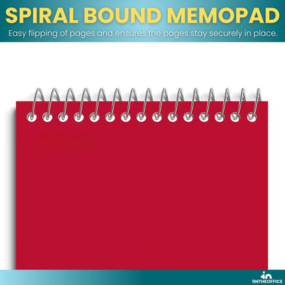 1InTheOffice Wirebound Memo Pads, 4 x 6 Inch Small Notepads, College Ruled Spiral Memo Pads, Assorted Colors, 50 Sheets Per Pad, Office Writing Pads, 5 Pack