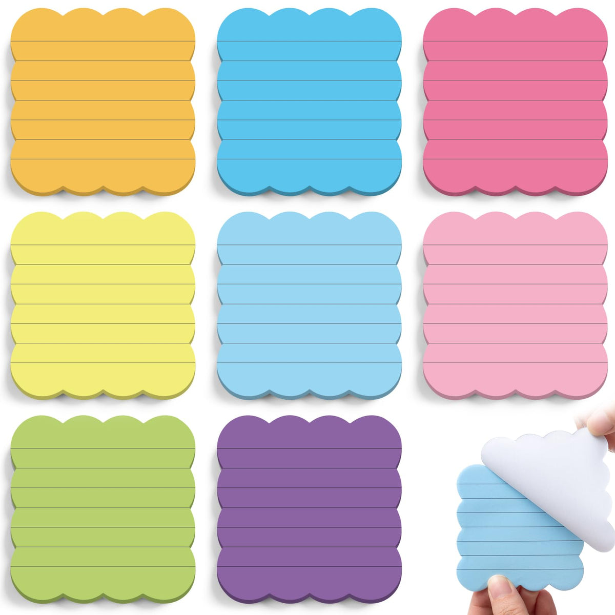 Eaasty 8 Pack Scalloped Sticky Notes Lined 4" X 6" Vintage Memo Pads