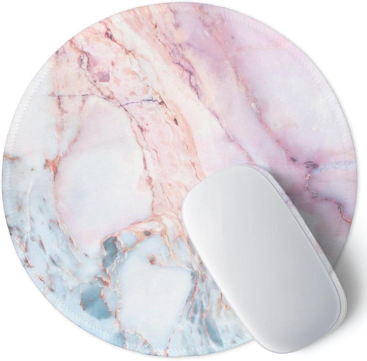 ITNRSIIET Marble Round Mouse Pad Pink Marble Customized Premium-Textured Washable Desktop Protection Mouse Mat with Non-Slip Rubber Base 7.87×7.87×0.12 inches, Pink Marble