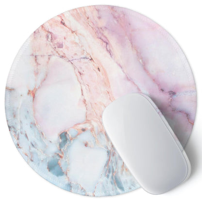 ITNRSIIET Marble Round Mouse Pad Pink Marble Customized Premium-Textured Washable Desktop Protection Mouse Mat with Non-Slip Rubber Base 7.87×7.87×0.12 inches, Pink Marble