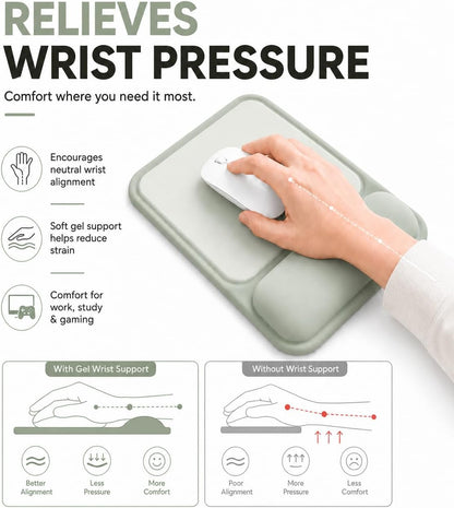 eulps Ergonomic Mouse Pad with Wrist Rest, Gel Mousepad with Soft Wrist Support, Non-Slip PU Base, Smooth Surface Mouse Pad for Wrist Pain Relief, Computer Laptop Office Home & Gaming (Sage Green)