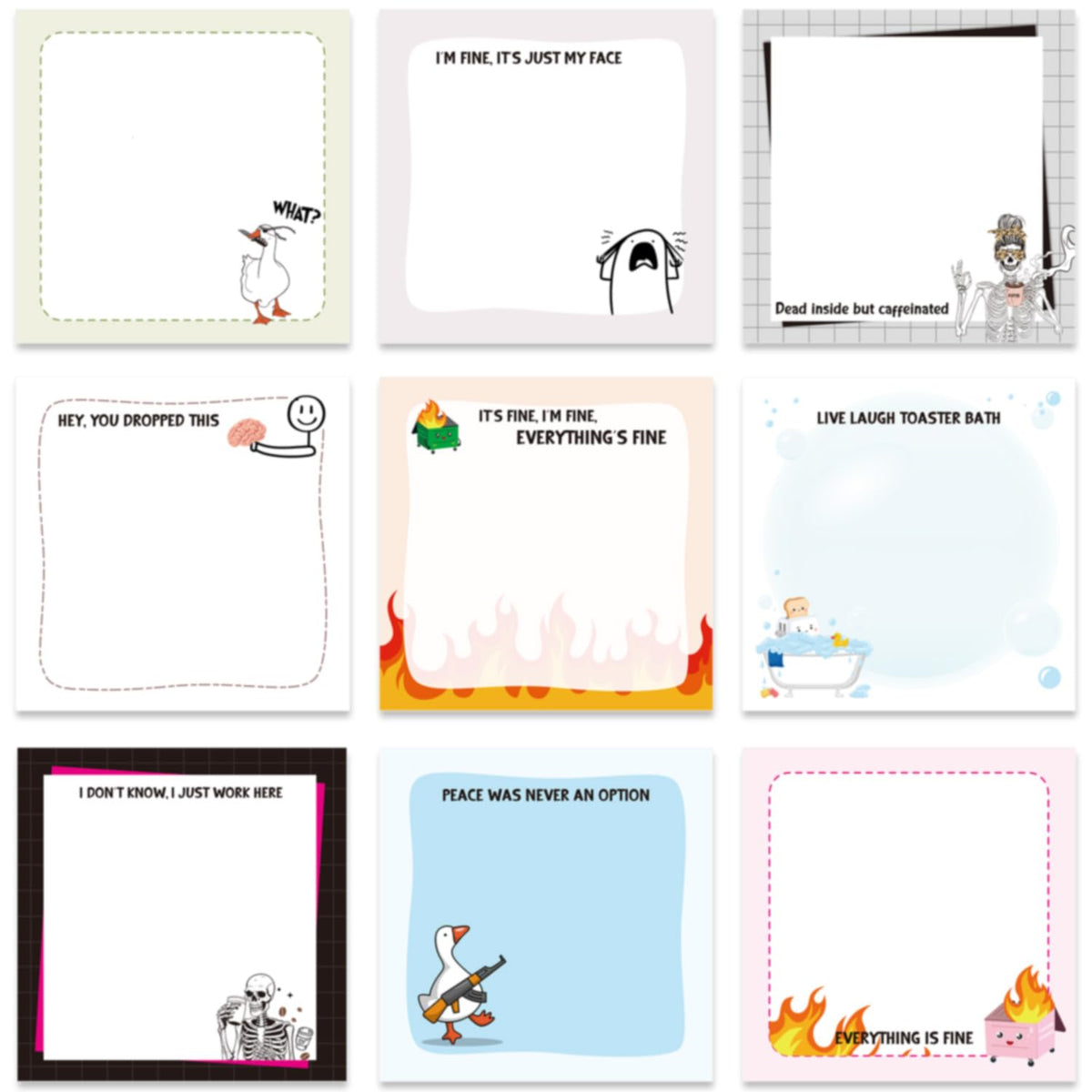 Gothic Sticky Notes 3x3 Dark Style Stationery 9-Pack