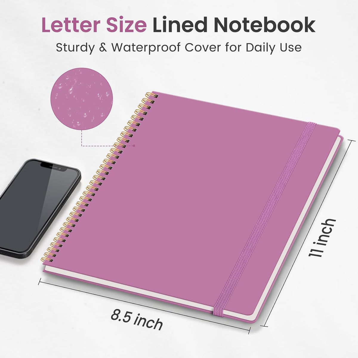 Taja Large Spiral Lined Notebook for Work, Journal for Women & Men