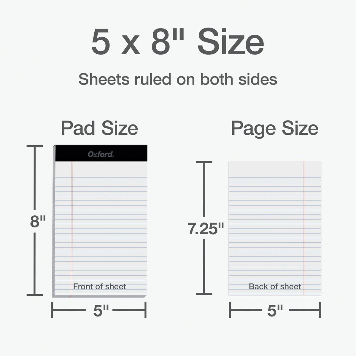 Oxford Legal Pads, 12 Pack, Premium Note Pads, 50 Legal Ruled 5" x 8" Sheets, Bright White Paper with Firm Back, Small Portable Notepads