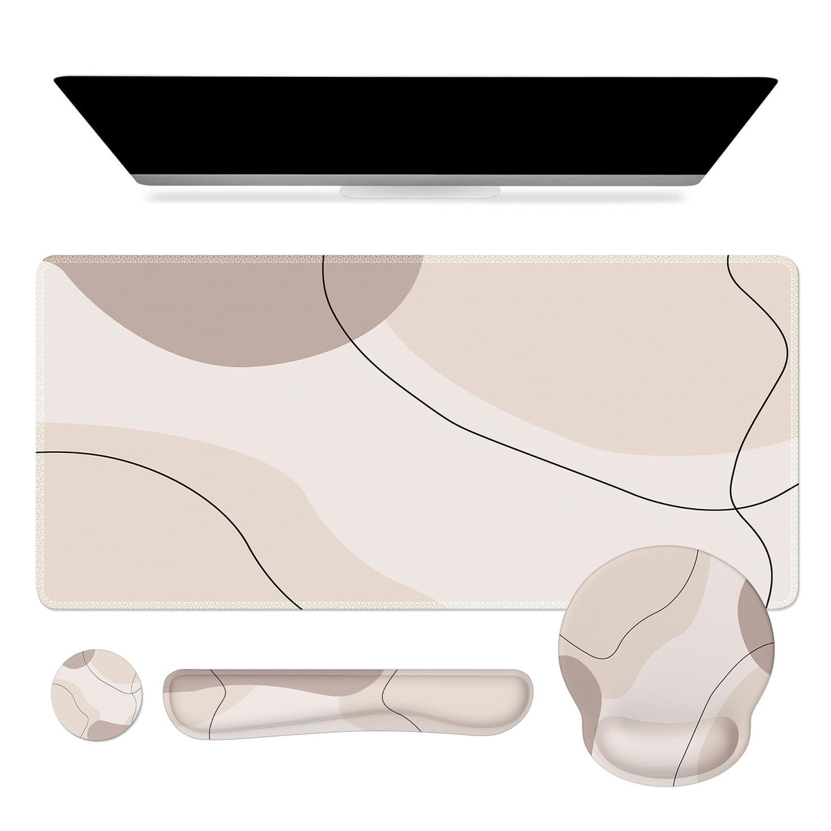iCasso Pink Ergonomic Mouse Pad with Wrist Rests Set for Desk Accessories