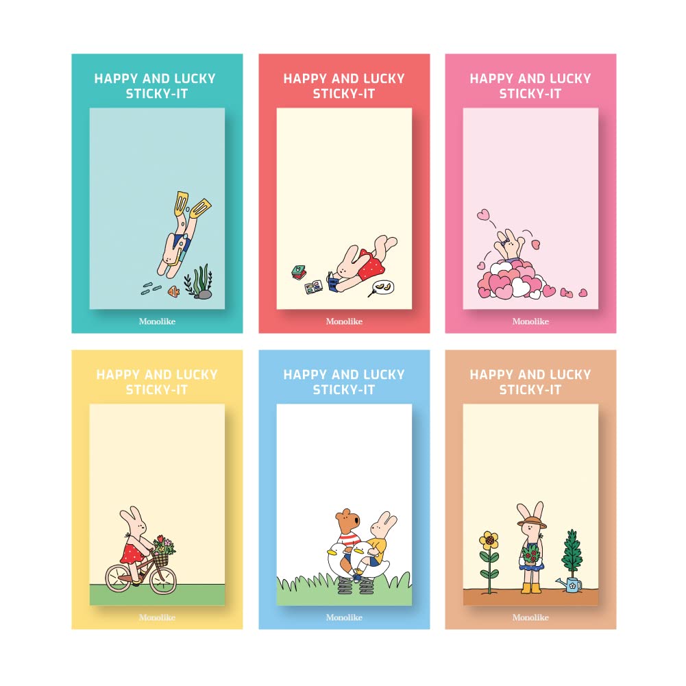 Monolike Gureum's Daily Life Sticky-it - 6p Set Self-Adhesive Memo Pad 50 Sheets