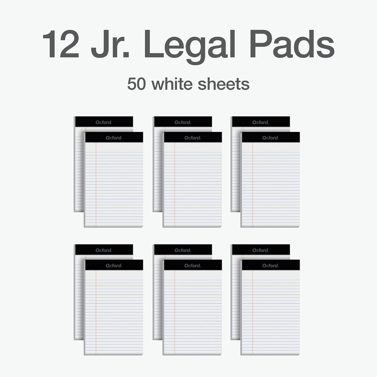 Oxford Legal Pads, 12 Pack, Premium Note Pads, 50 Legal Ruled 5" x 8" Sheets, Bright White Paper with Firm Back, Small Portable Notepads