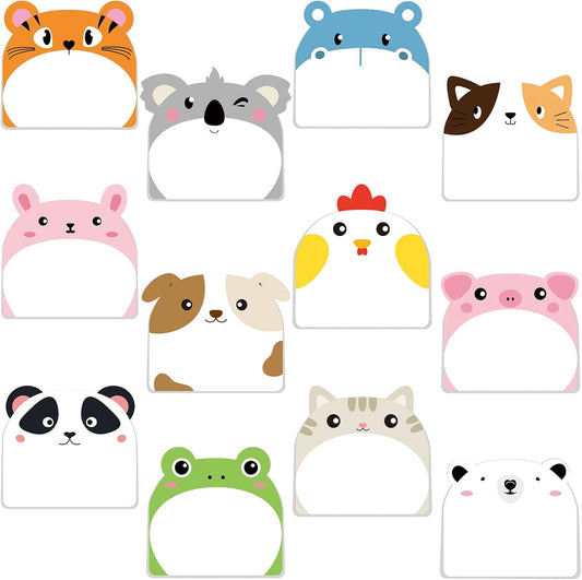 Yinder 24 Pads Animal Sticky Notes, Cute Cartoon Memo Self Adhesive