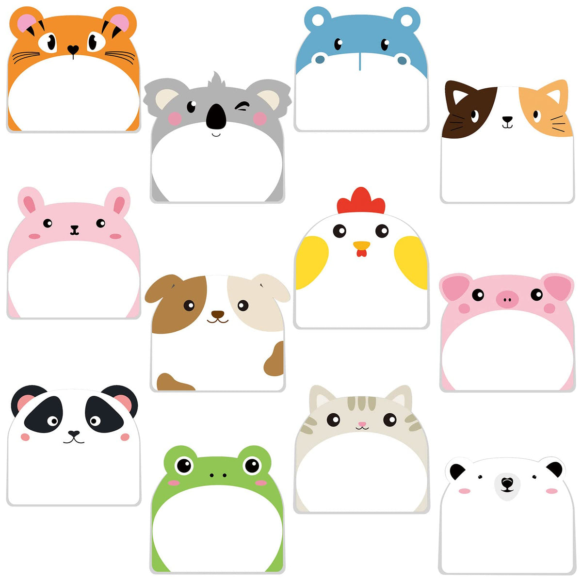 Yinder 24 Pads Animal Sticky Notes, Cute Cartoon Memo Self Adhesive