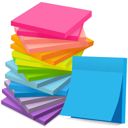 (18 Pads) Sticky Notes 3x3 inch, 9 Bright Colors Self-Stick Pads