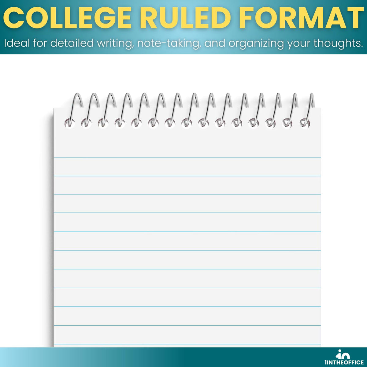 1InTheOffice Wirebound Memo Pads, 4 x 6 Inch Small Notepads, College Ruled Spiral Memo Pads, Assorted Colors, 50 Sheets Per Pad, Office Writing Pads, 5 Pack
