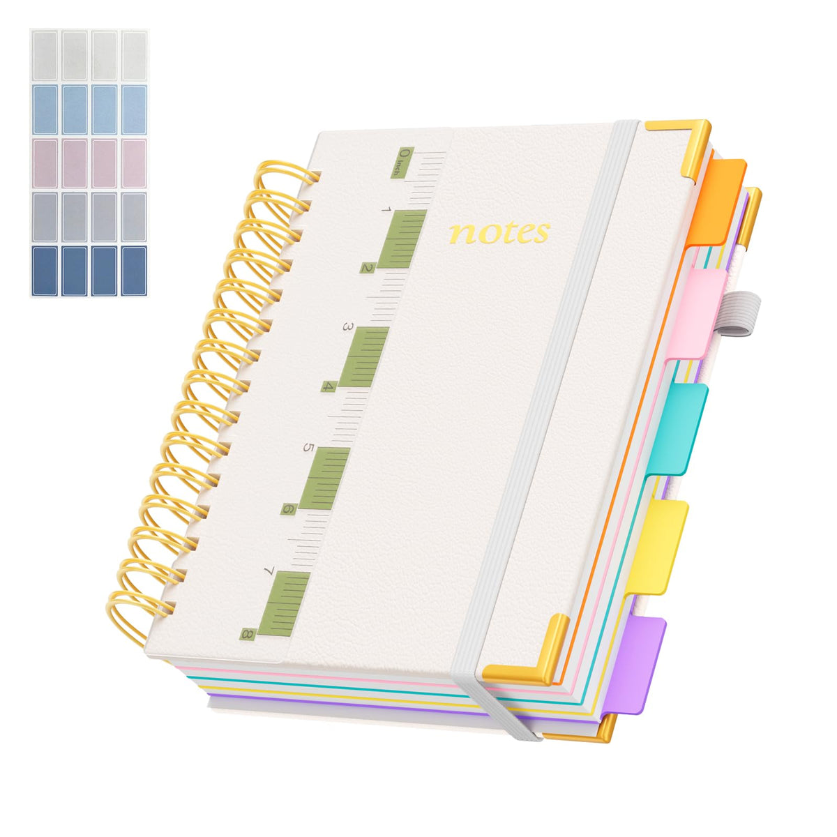 Line Hardcover Spiral Notebook with Removable Dividers Tabs & Ruler, 5 Subject Notebook College Ruled, 300 Page, Large 8"x10" B5 Notebooks for Work School, Lined Journal for Women & Men, Purple