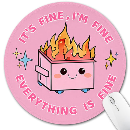 Hancynir Funny Mouse Pad for Desk, Cute Dumpster on Fire Round Mousepad