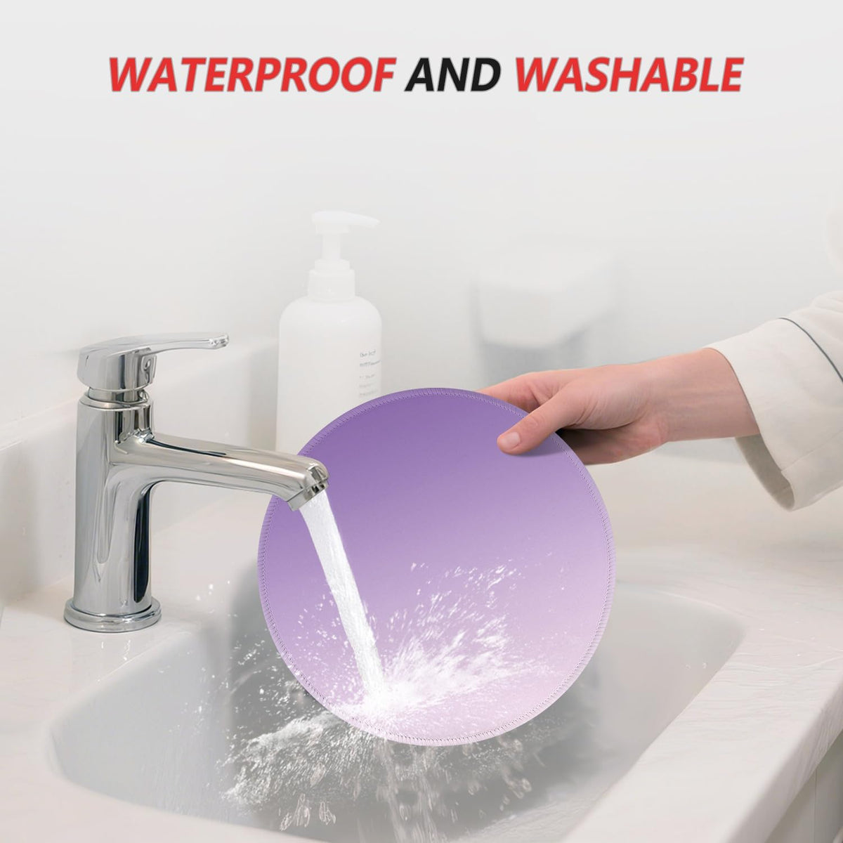 ITNRSIIET Mouse Pad Non-Slip Rubber Base Smooth Surface Stitched Edges Waterproof Durable Compatible with All Mice for Office & Gaming, Desk Accessory, Diameter 8.7 inch, Lavender