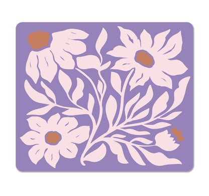 Square Cute Mouse Pad Daisy, Boho Floral Flower Mouse Pads for Desk, Non-Slip Rubber Beige Mousepad Washable Cloth, Minimal Computer Pad Decor Gifts, Coworker Gift for Girls Kids Women, 9.5x7.9 inch