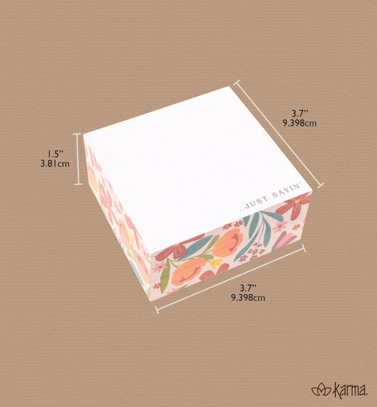 Karma, Block Notepad, 500 Sheet Memo Paper Cube, Non-Sticky Memo Pad Cube for Office, and Home, Sunset Floral