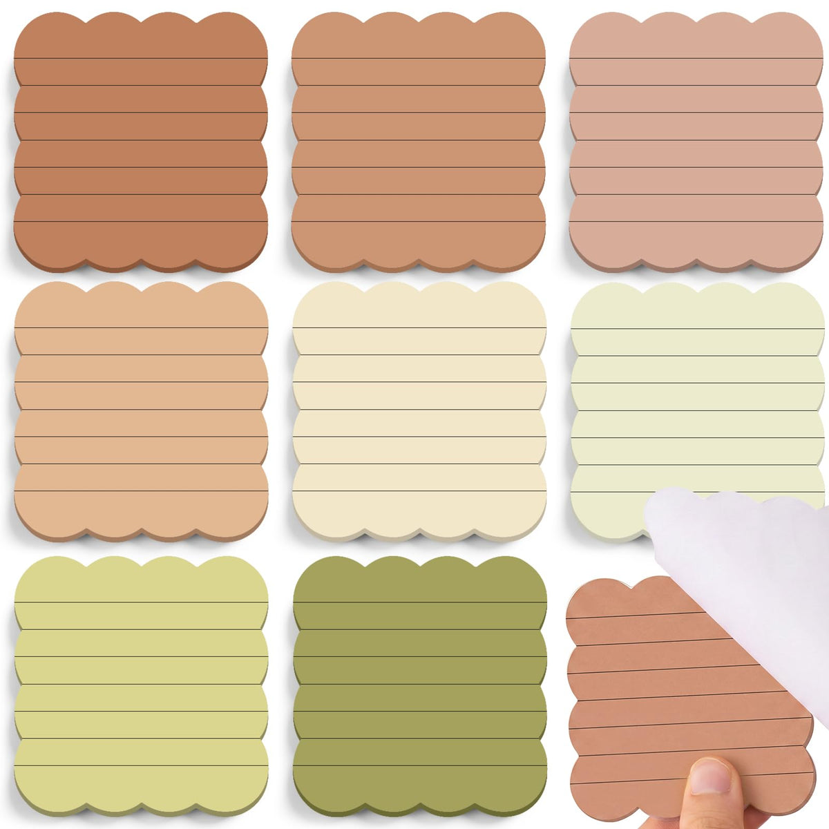 Eaasty 8 Pack Scalloped Sticky Notes Lined 4" X 6" Vintage Memo Pads