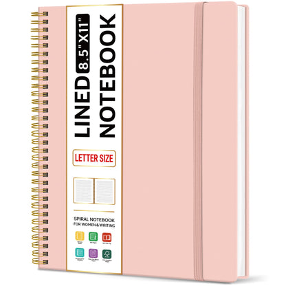 Taja Large Spiral Lined Notebook for Work, Journal for Women & Men