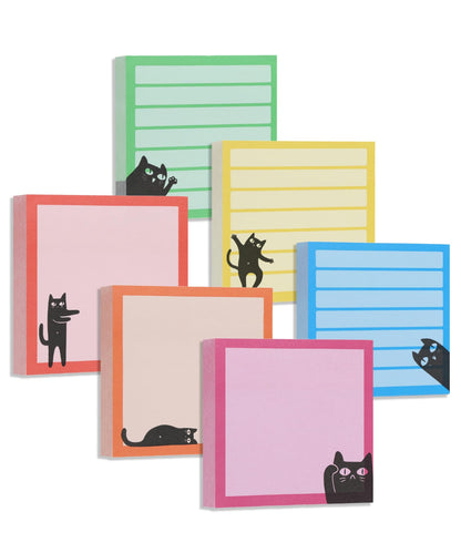 Mr. Pen- Black Cat Sticky Notes Set, 3" x 3", 6 Pads, 480 Sheets | Black Cat Sticky Notes, Memo Pads, Self-Stick Note Pad for Office, School, Home, Study & Organization