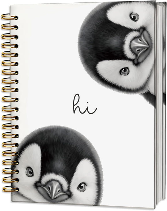 Penguin Notebook Journal,Cute Animal Notebook Journal for School Women Teen Girls Kids,Gifts for Penguin Lovers,Hardcover Spiral Notebooks for Work Notes Journaling,5.5x8.3 Inch