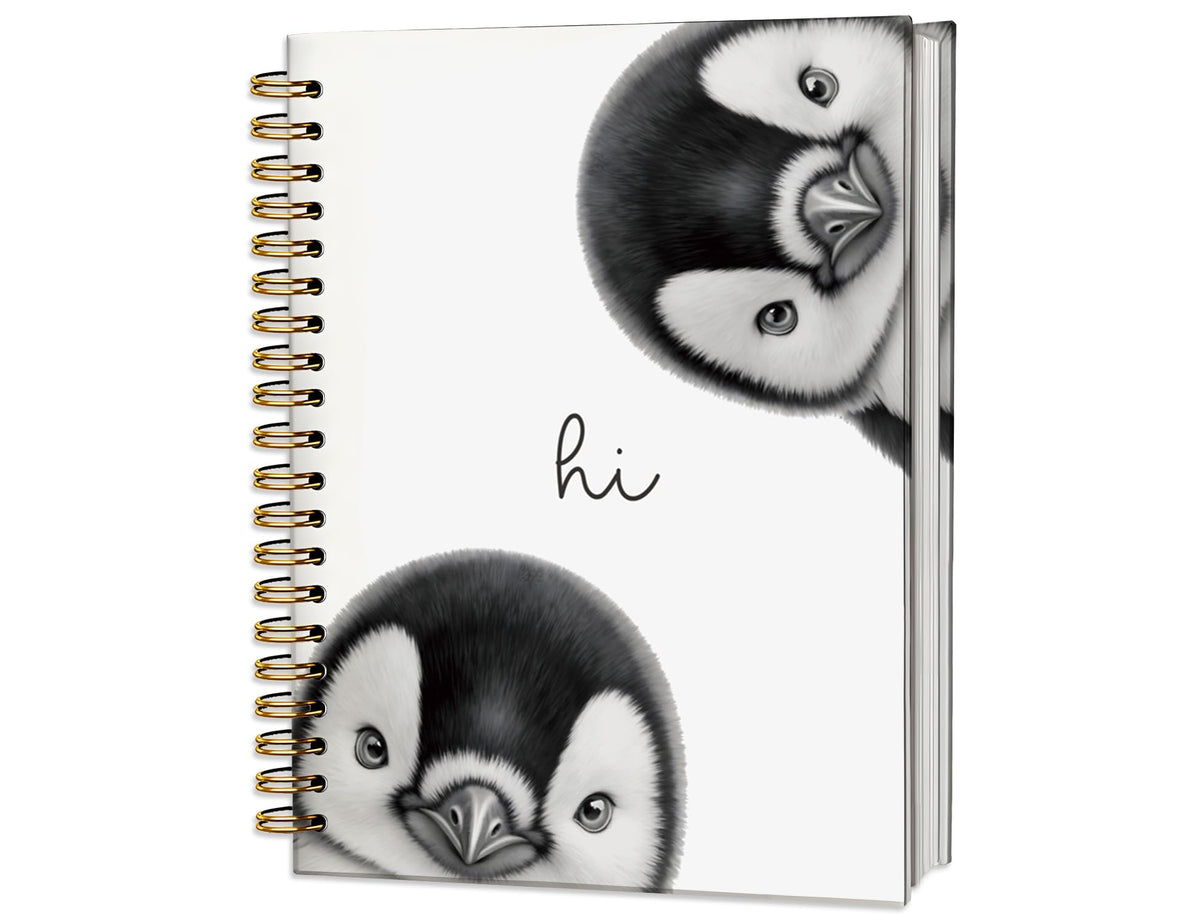 Penguin Notebook Journal,Cute Animal Notebook Journal for School Women Teen Girls Kids,Gifts for Penguin Lovers,Hardcover Spiral Notebooks for Work Notes Journaling,5.5x8.3 Inch