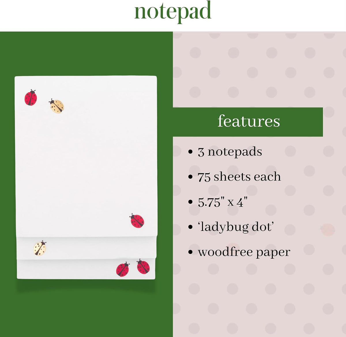 kate spade new york Stacked Notepad, Ladybug Dot