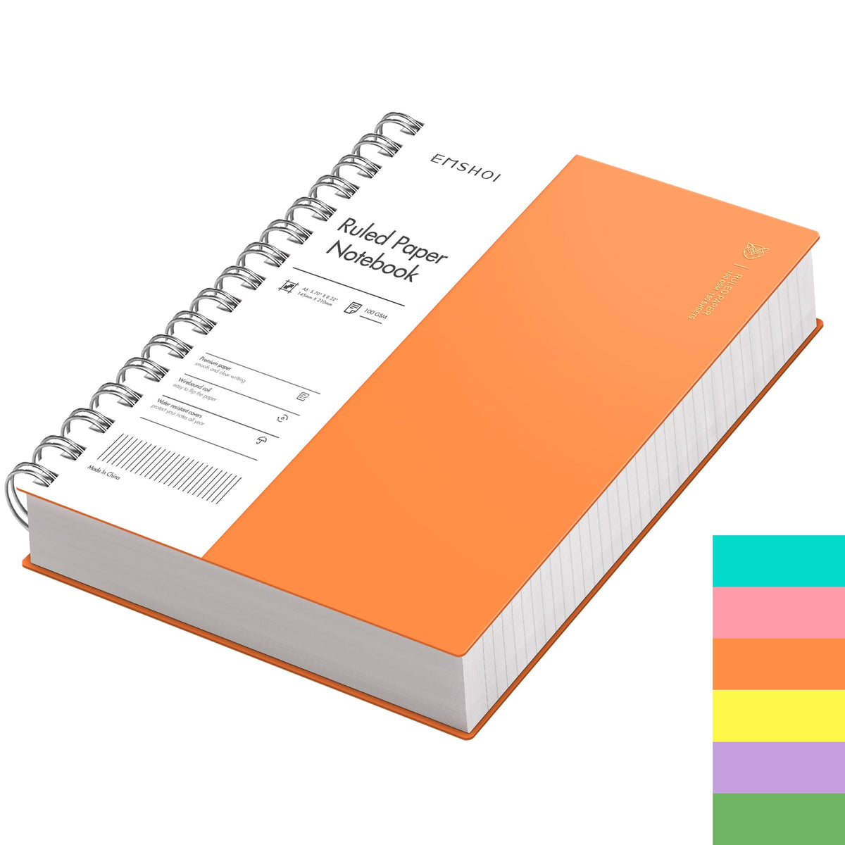 EMSHOI Lined Spiral Journal Notebook, 300 Pages, B5 Size (7.4'' x 10.1'')