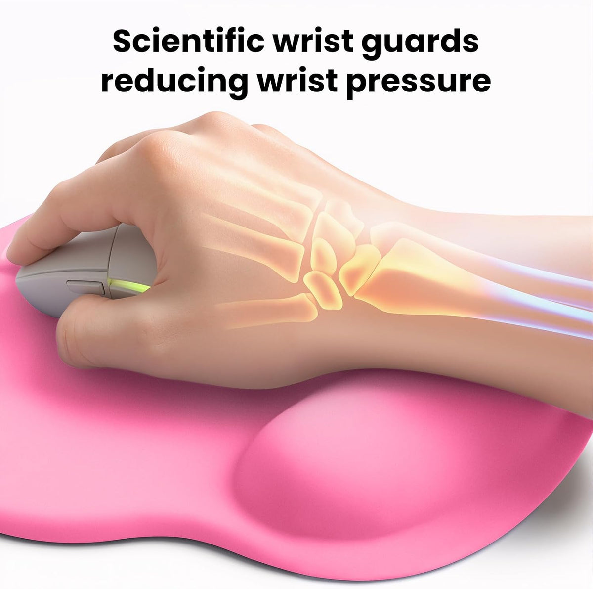Pink Mouse pad with Wrist Rest,Relieving Pain Memory Foam Computer pad, Ergonomic Desktop Mouse, Silicone Material Mouse pad, with Non-Slip PU Base (Pink)