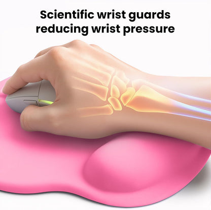Pink Mouse pad with Wrist Rest,Relieving Pain Memory Foam Computer pad, Ergonomic Desktop Mouse, Silicone Material Mouse pad, with Non-Slip PU Base (Pink)
